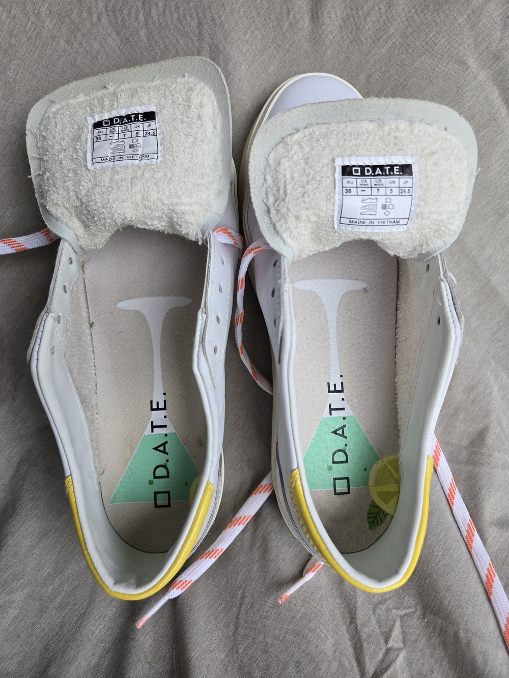 D.A.T.E. Hill Low Premium Italian Leather Sneakers White Pink Palm Tree US 7 - Picture 8 of 14